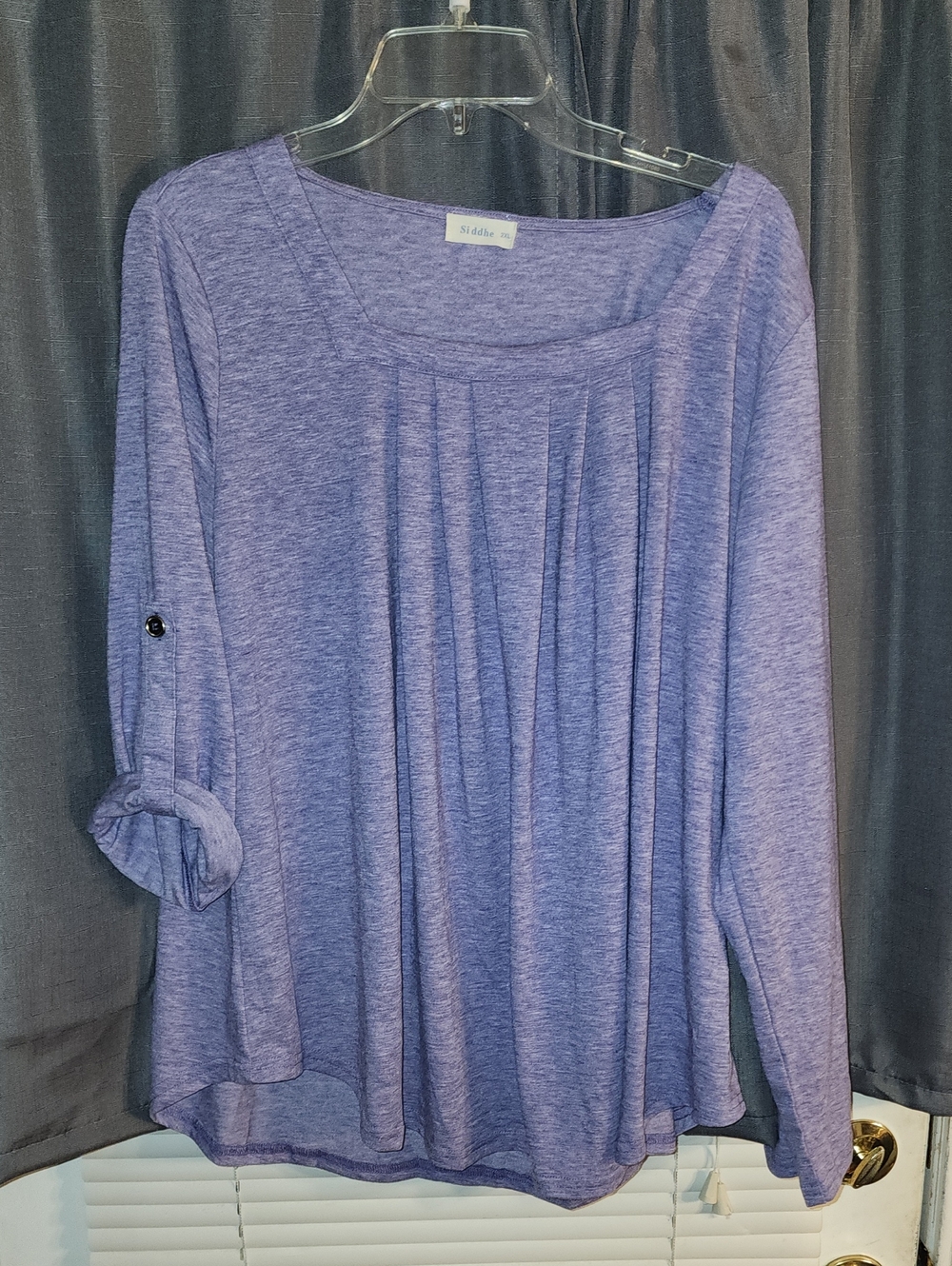 Lavender Pleated Scoop-Neck Women's Top